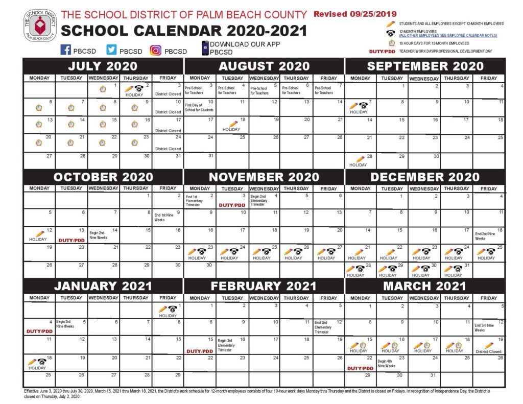 Palm Beach County School Calendar 2020-2021 - Download Now