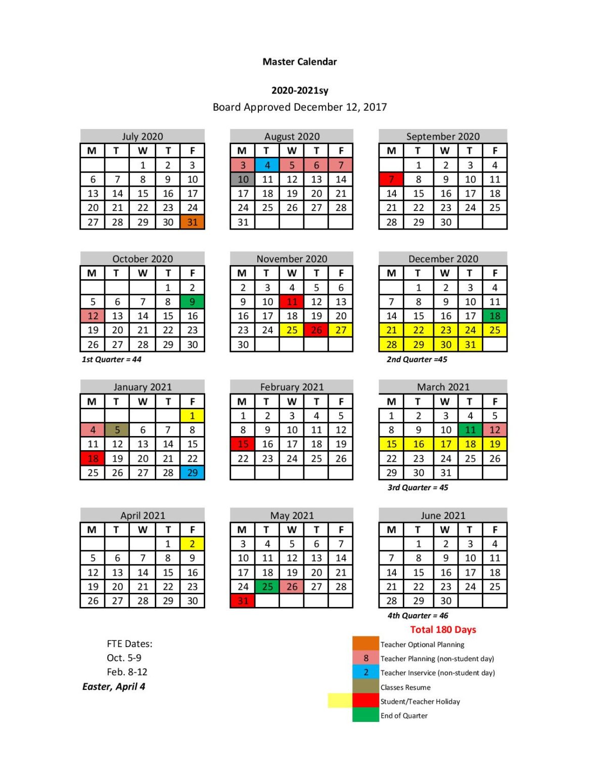 St Johns County School District Calendar 2020-2021