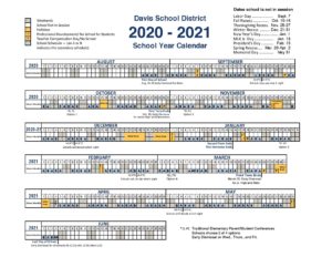 Davis School District Calendar 2020-2021 in PDF Format