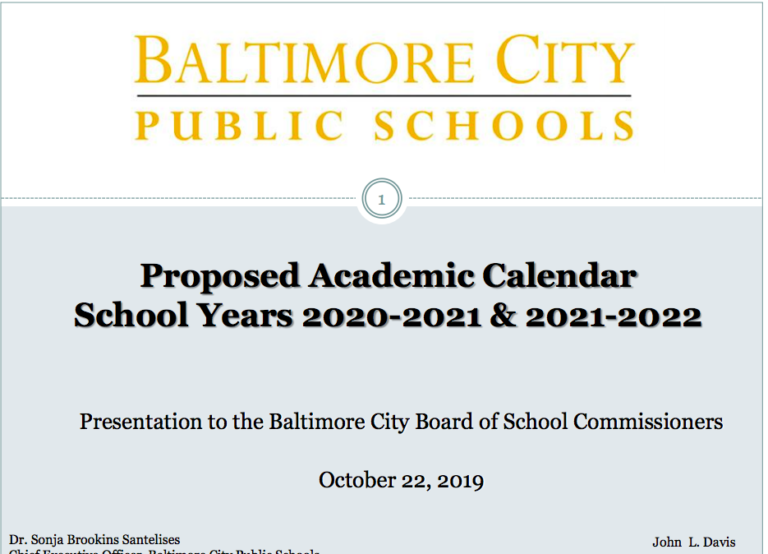 Baltimore City Public Schools Calendar 2020-2021