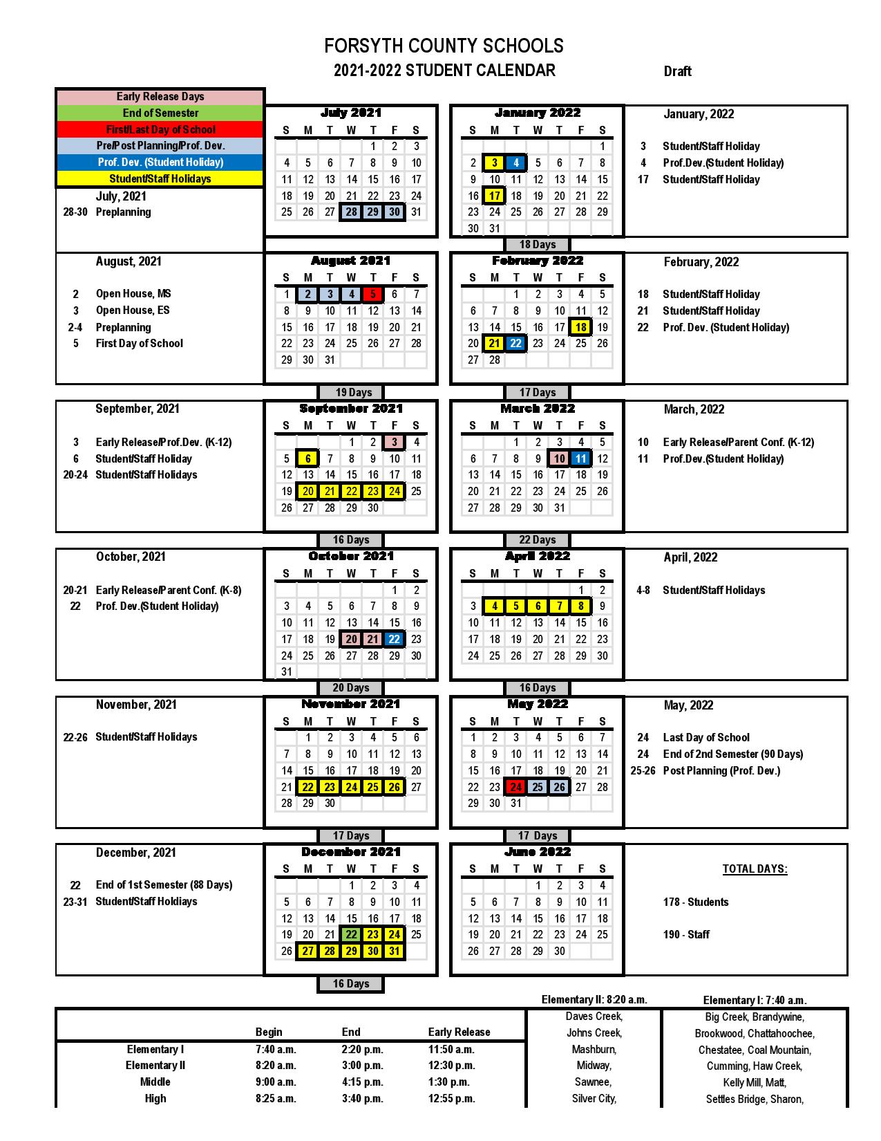 Forsyth Tech Calendar 2022 Forsyth County Nc Schools Calendar 2022 - August 2022 Calendar