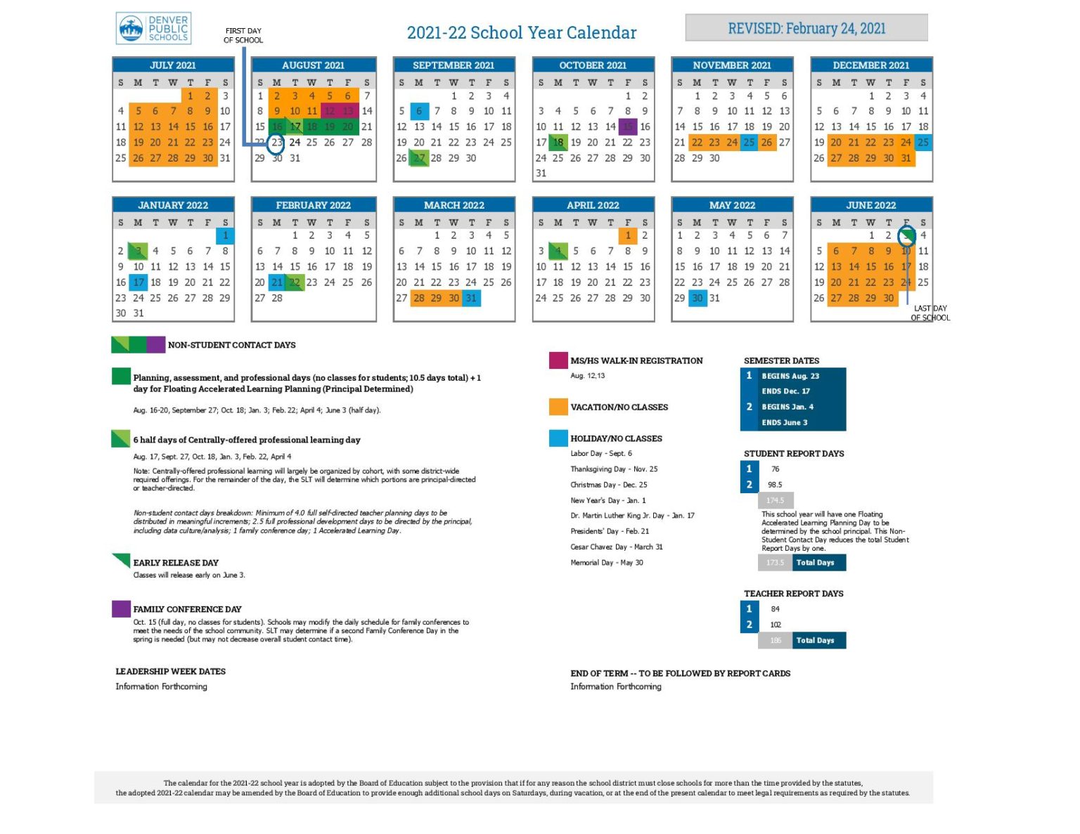 Denver Public Schools Calendar 2021 2022 Holidays