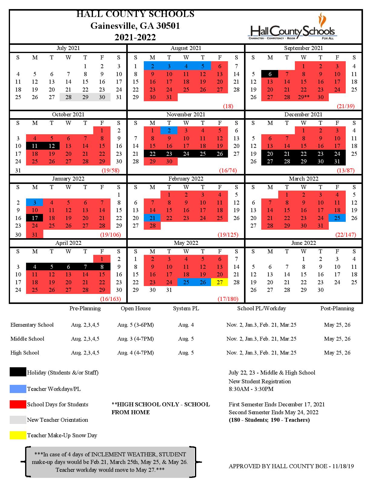 Hall County Schools Calendar 20212022 & Holidays