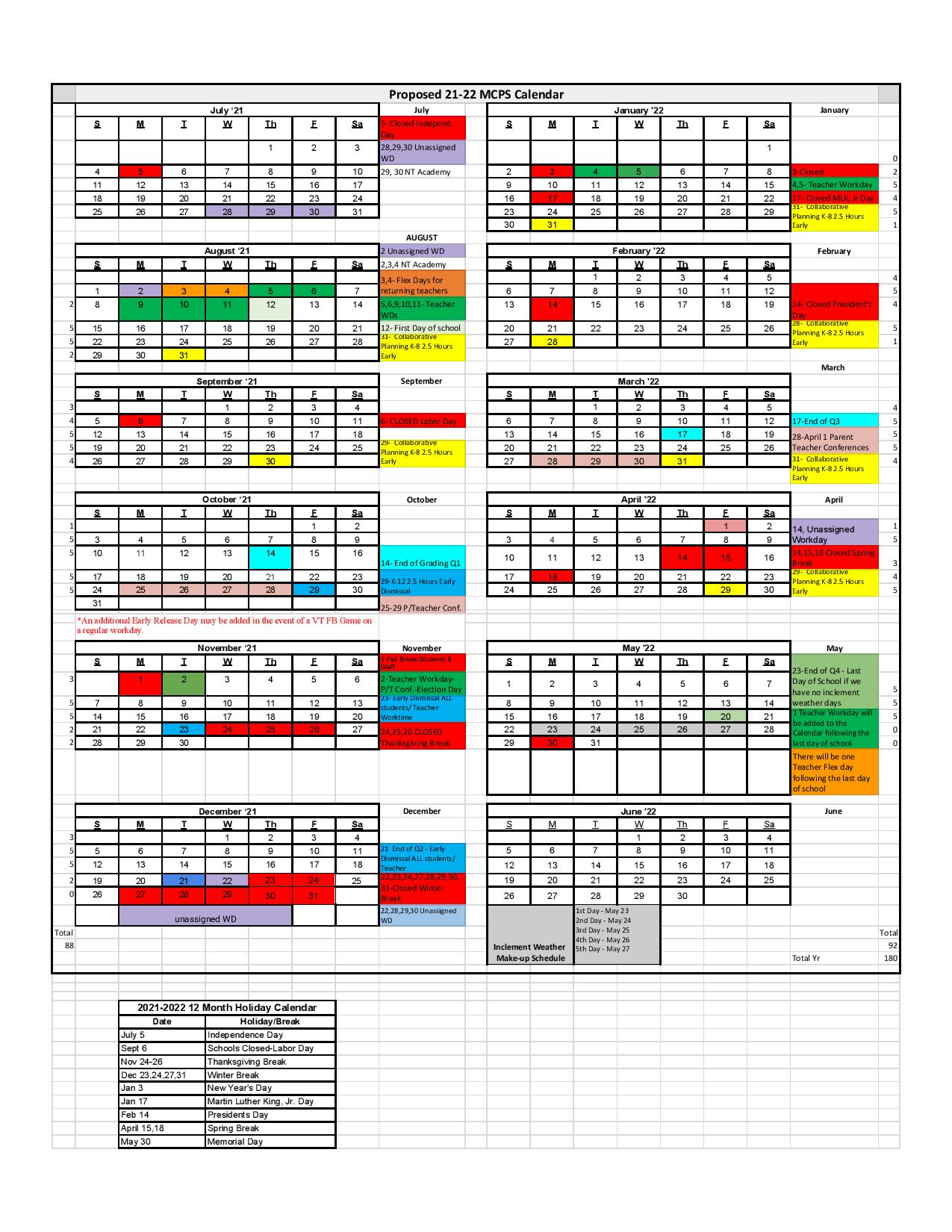 Mcps Schedule 2022 Mcps Calendar Off 72% - Www.gmcanantnag.net