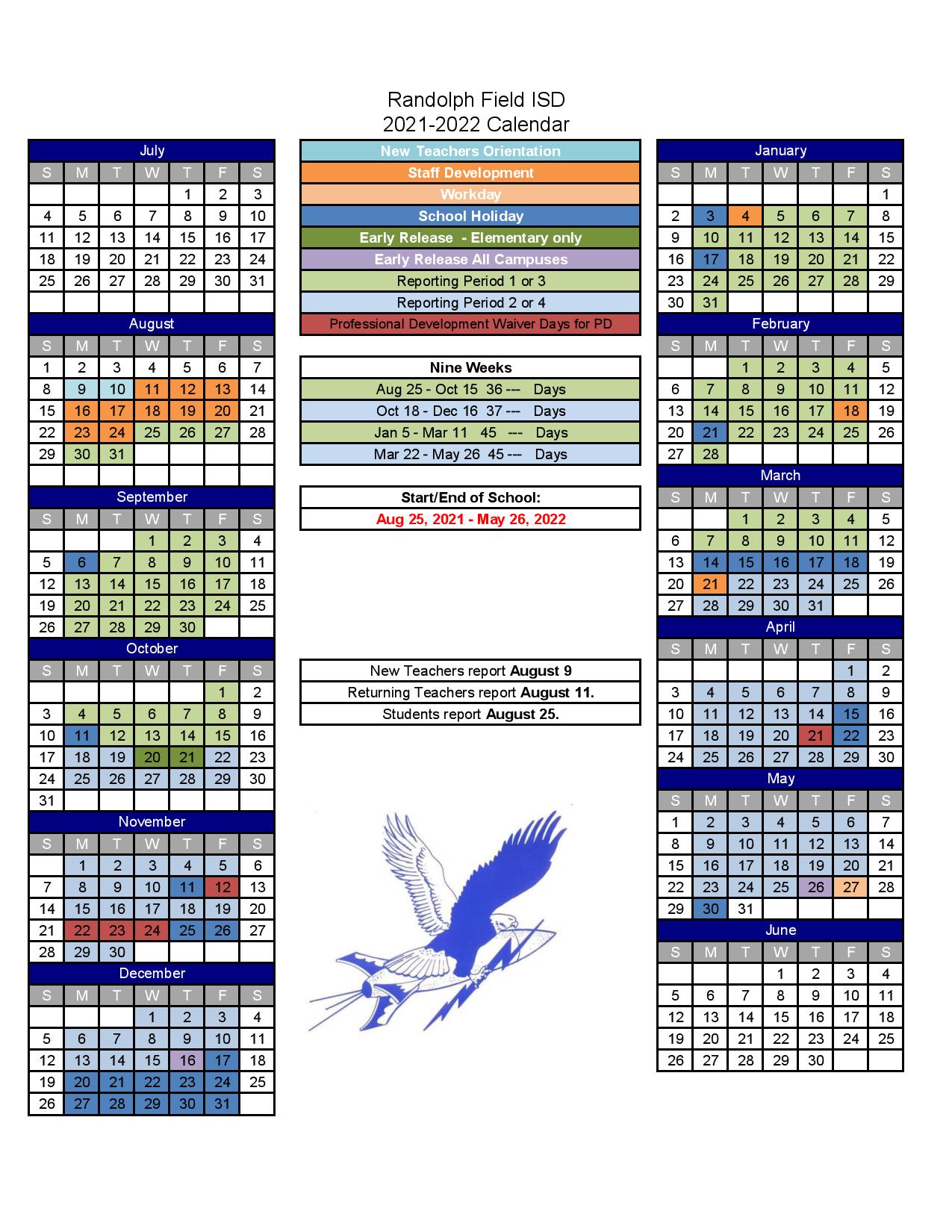 Randolph Field Independent School District Calendar 2021 2022