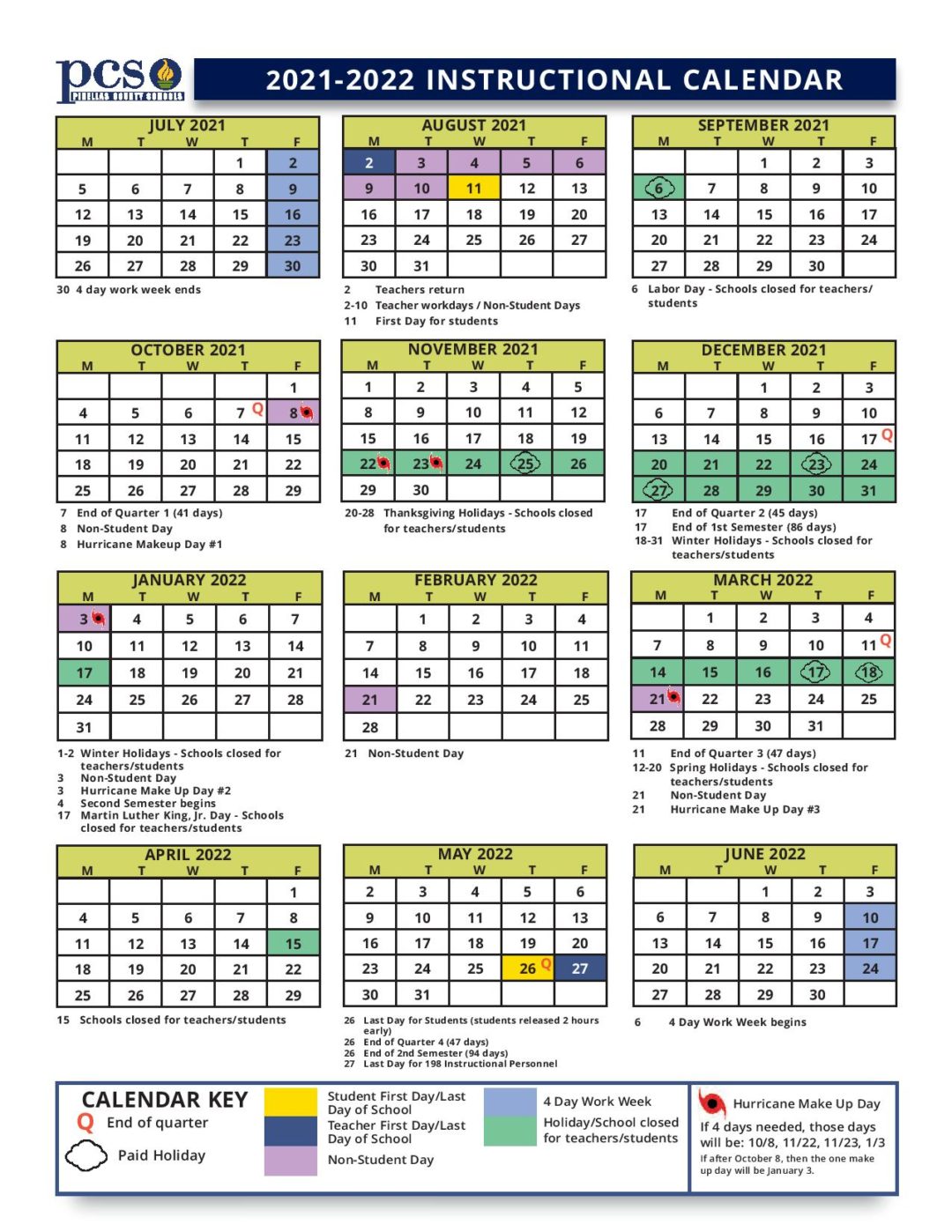 Pinellas County Schools Calendar 20212022 in PDF Format