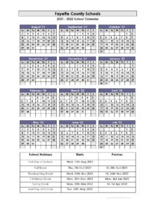 Fayette County Schools Calendar 2021-2022 (Kentucky)