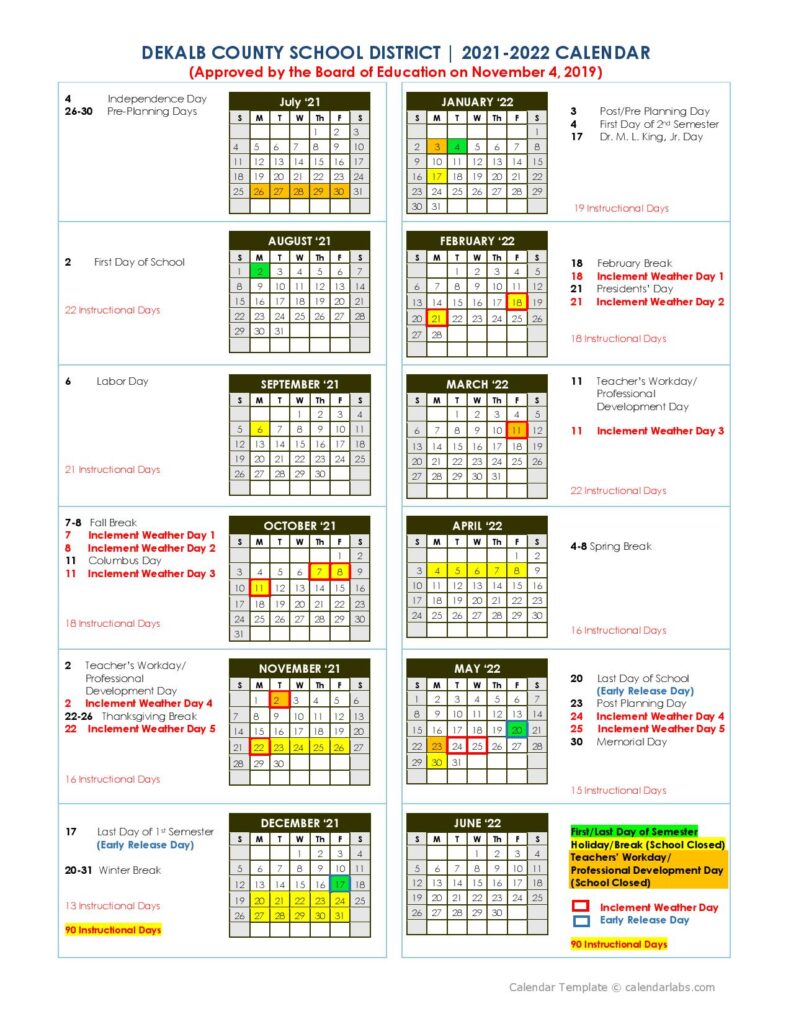 Dekalb County School Calendar 2021 2022 Download Now