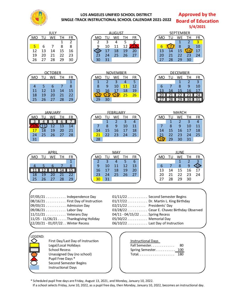 Los Angeles School Calendar 2022 23 May Calendar 2022