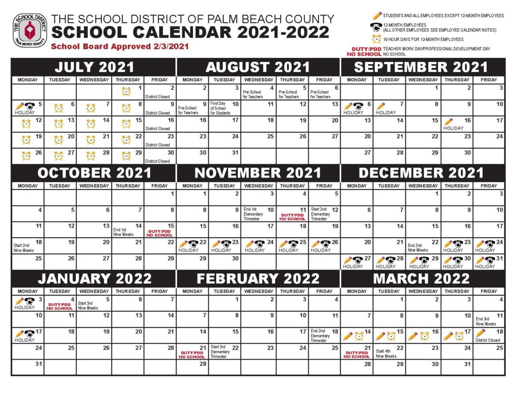 Palm Beach County School Calendar 2021 2022 Download Now