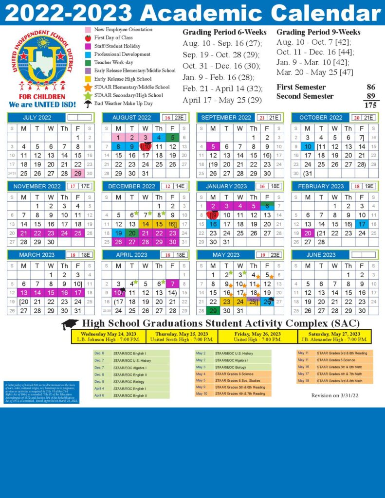 Disd 2023 Calendar United Independent School District Calendar 2022-2023