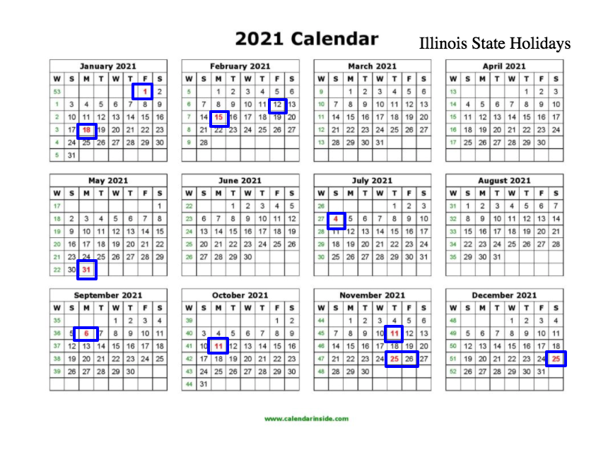 Illinois State Holidays 2021