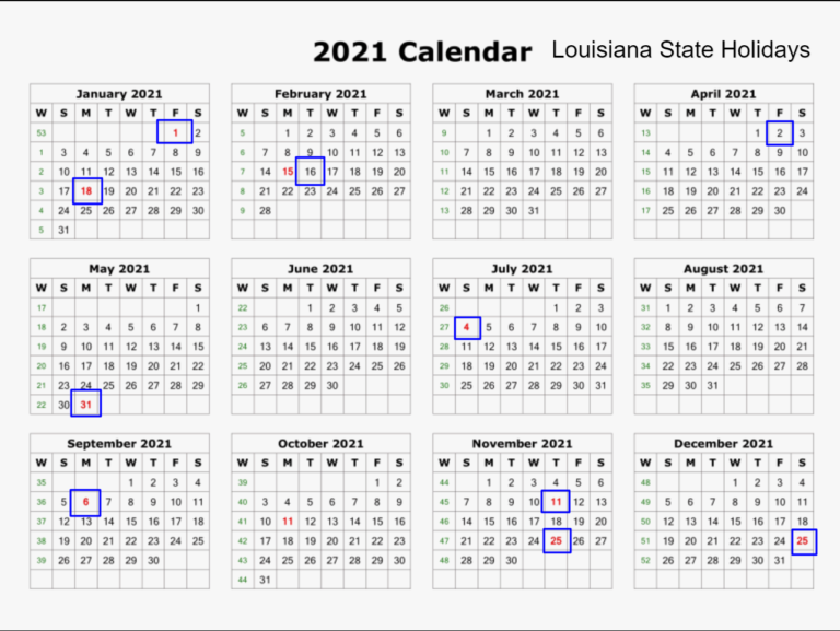 Louisiana State Holidays 2021 List of Federal & State Holidays