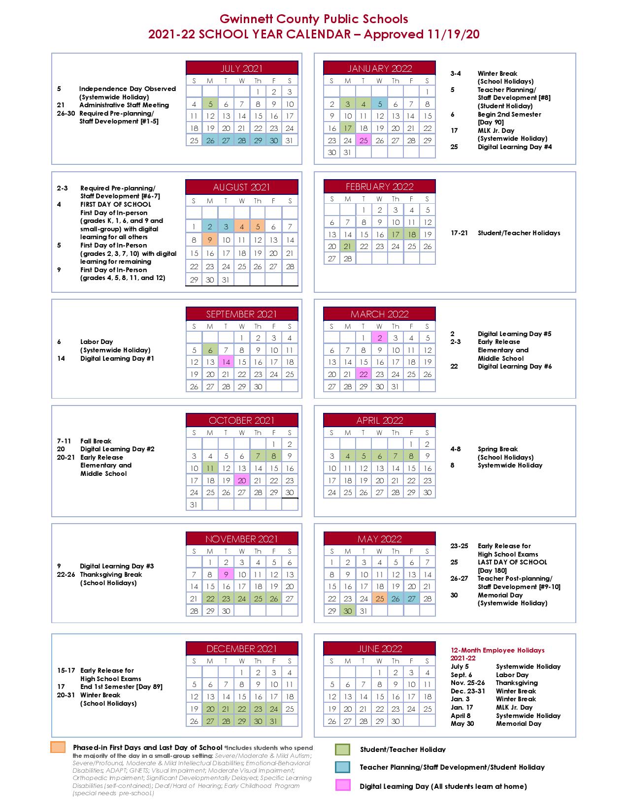 County Public Schools Calendar 20212022
