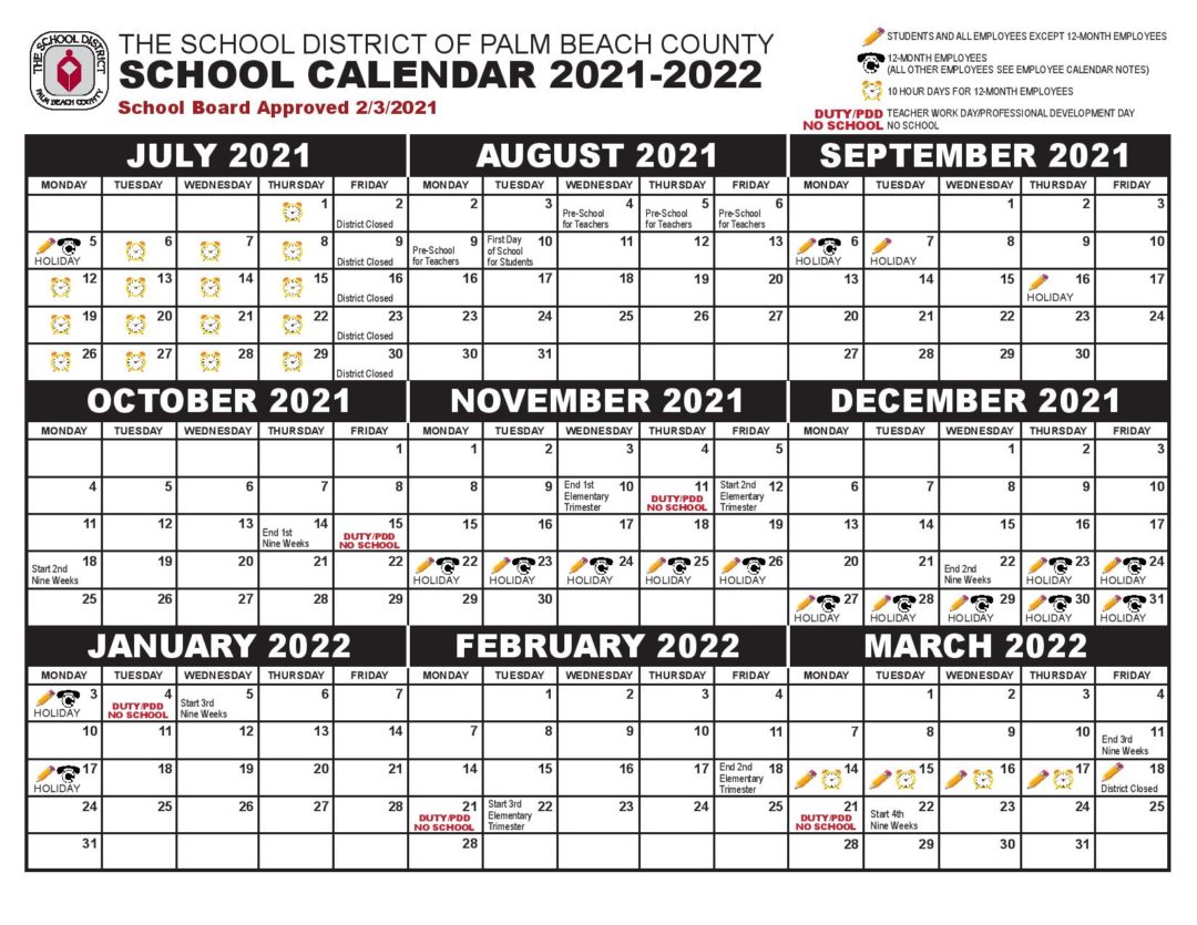 Palm Beach County School Calendar 20212022 Download Now