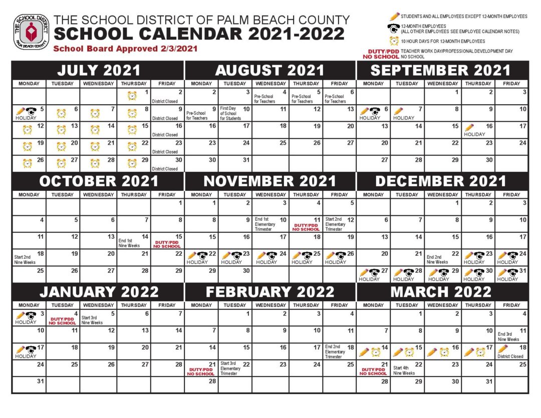 Palm Beach County School Calendar 2021 2022 Download Now