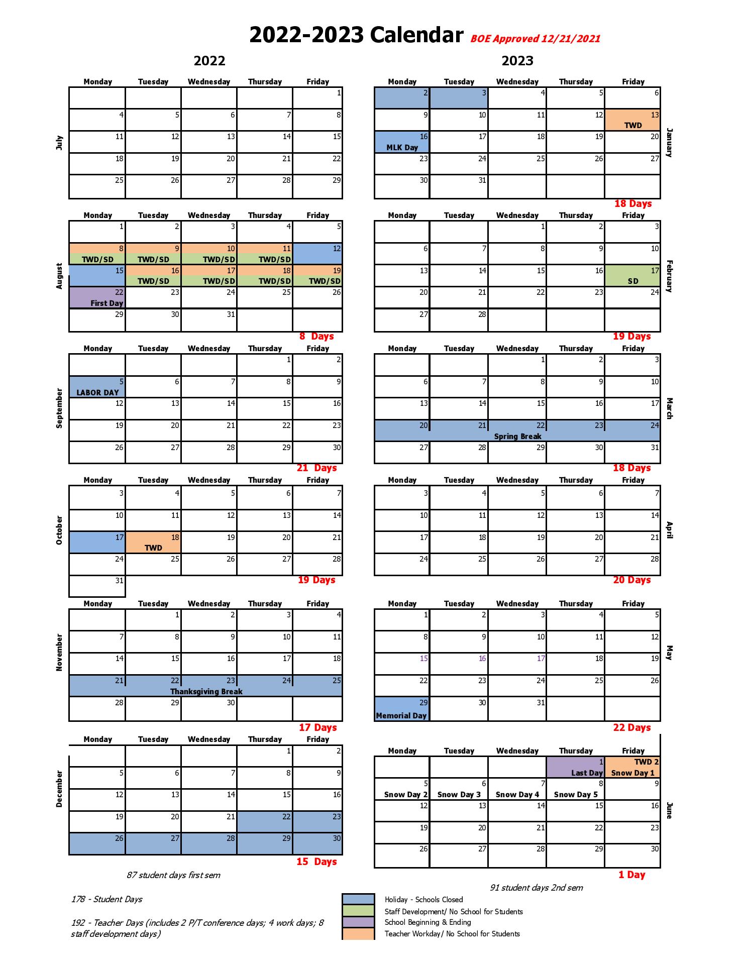 Bentonville High School Printable Calendar