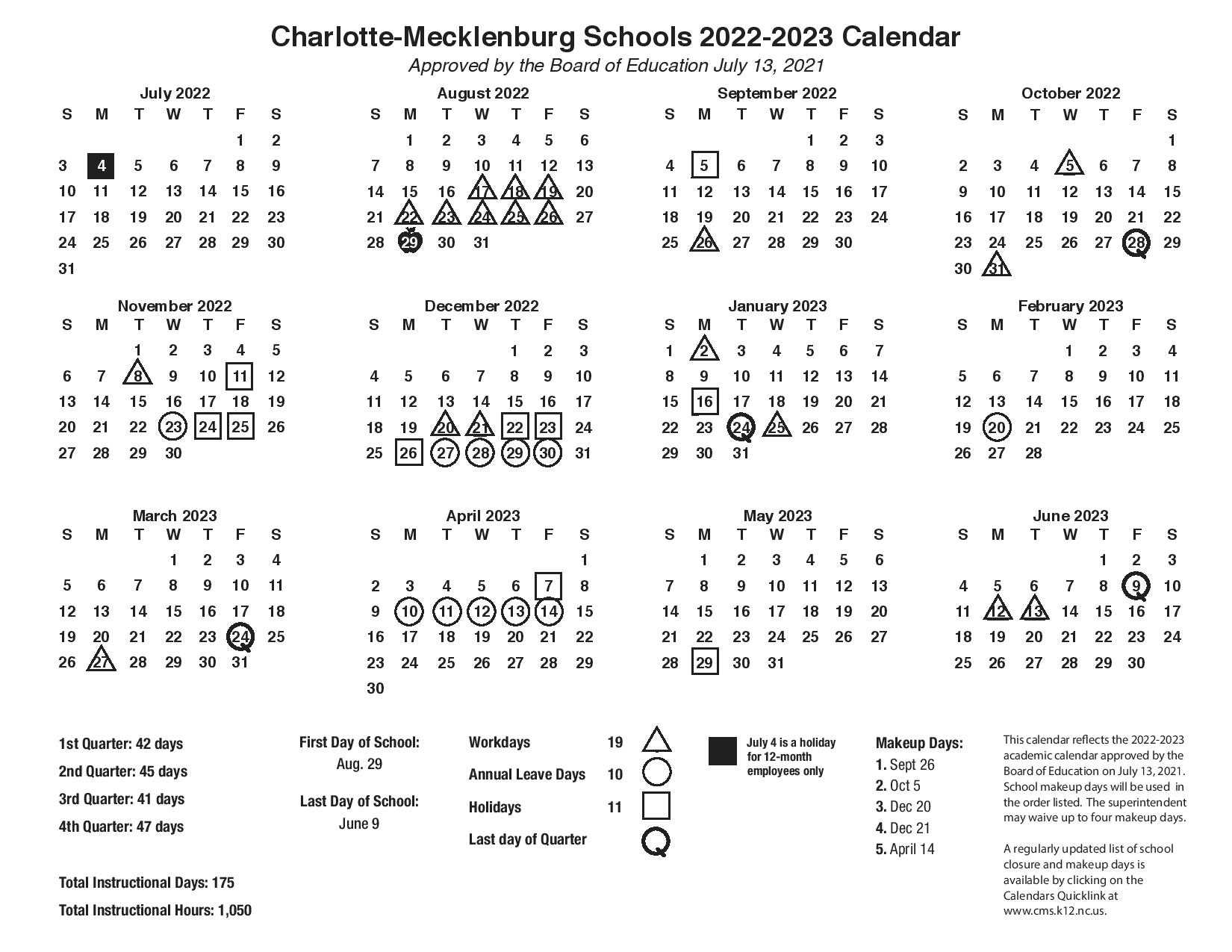 CMS Schools Calendar 2022-2023 (Charlotte-Mecklenburg Schools) - Public