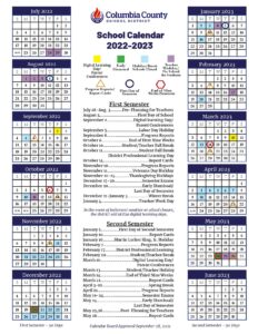 Columbia County School District Calendar 2022-2023
