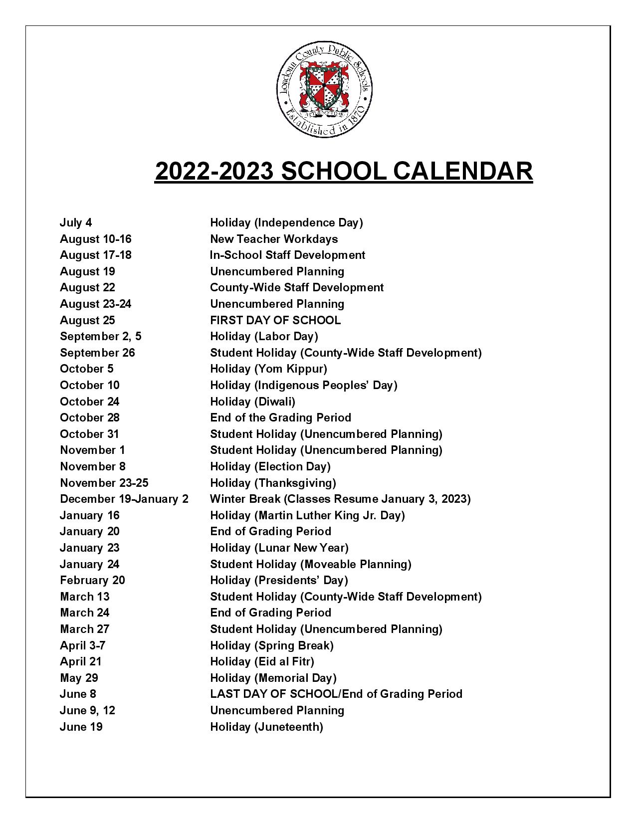 Loudoun School Calendar 2425 Ashlee Tabina