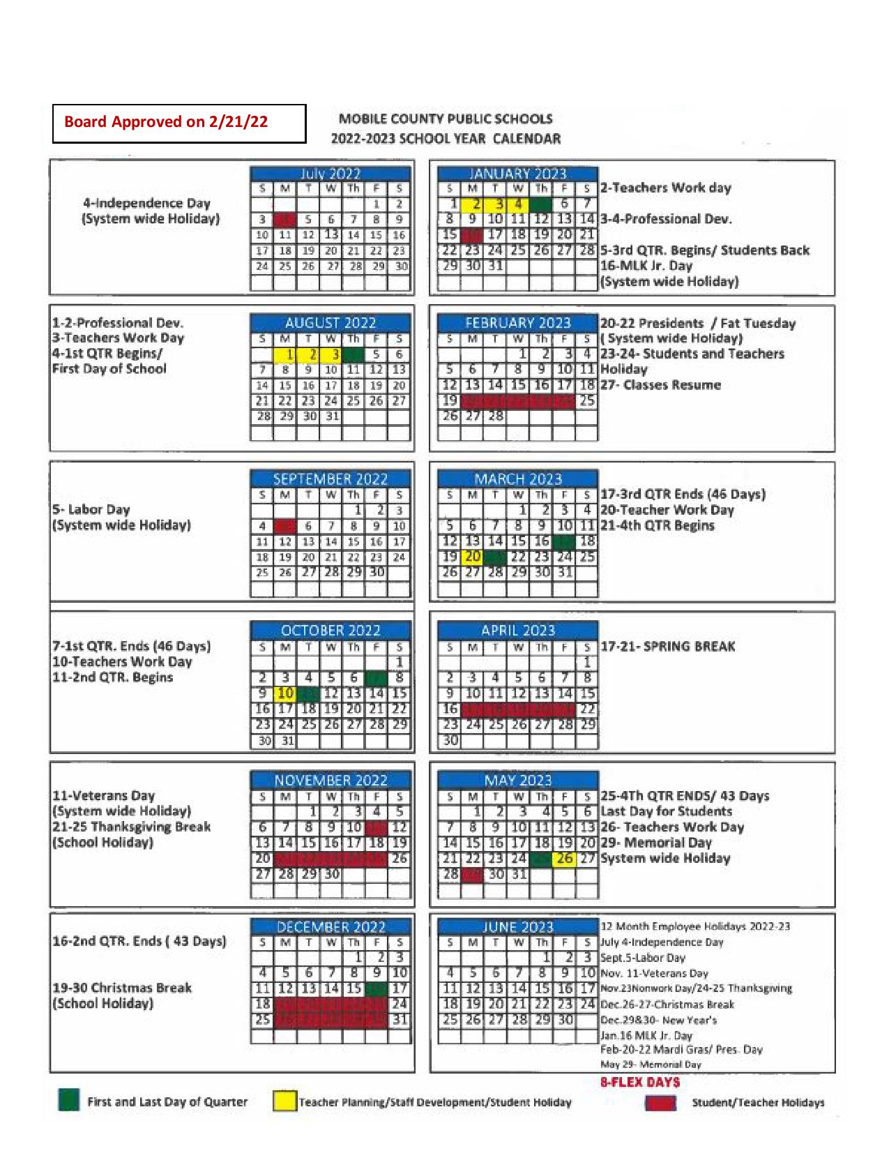 Mobile County Public Schools Calendar 