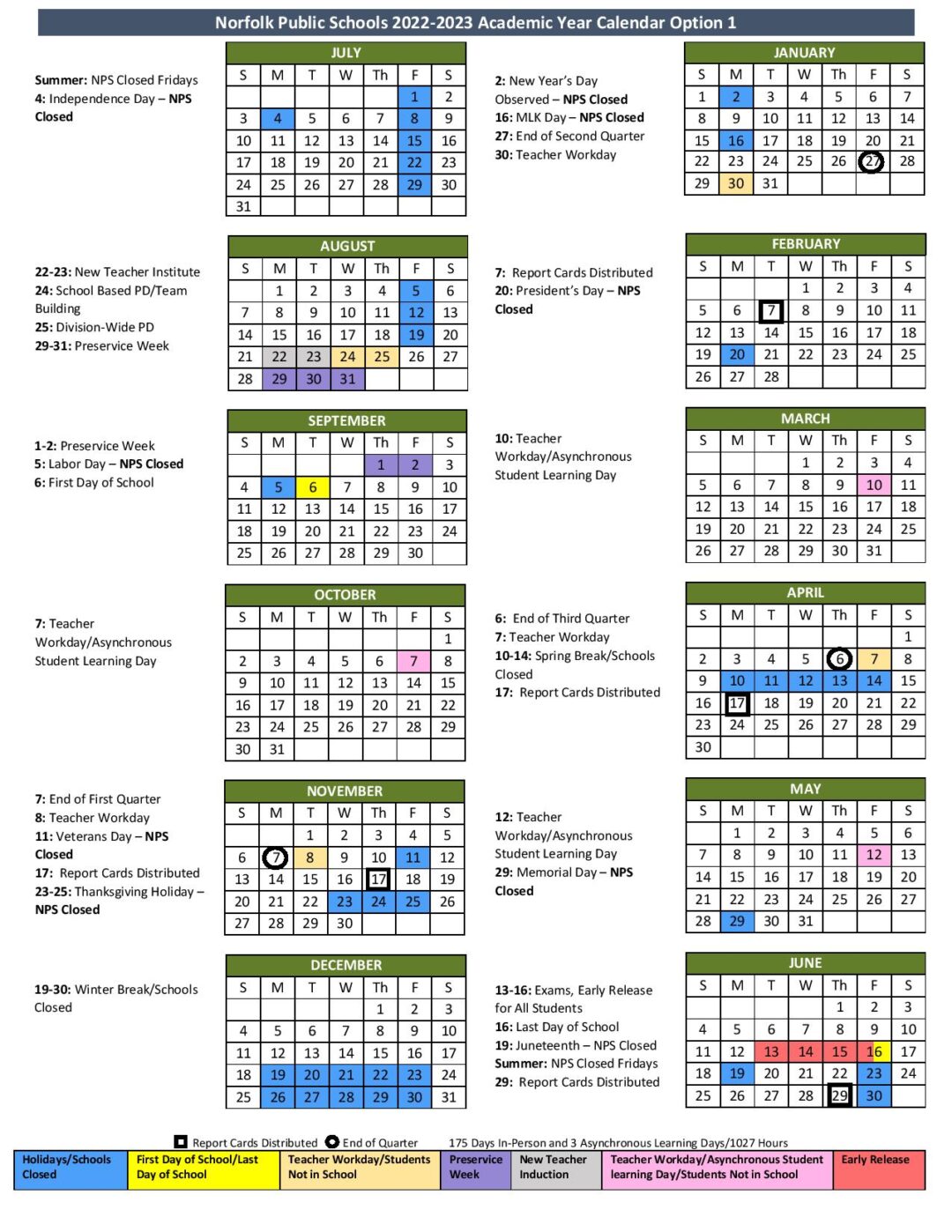 Norfolk Public Schools Calendar 20222023 in PDF