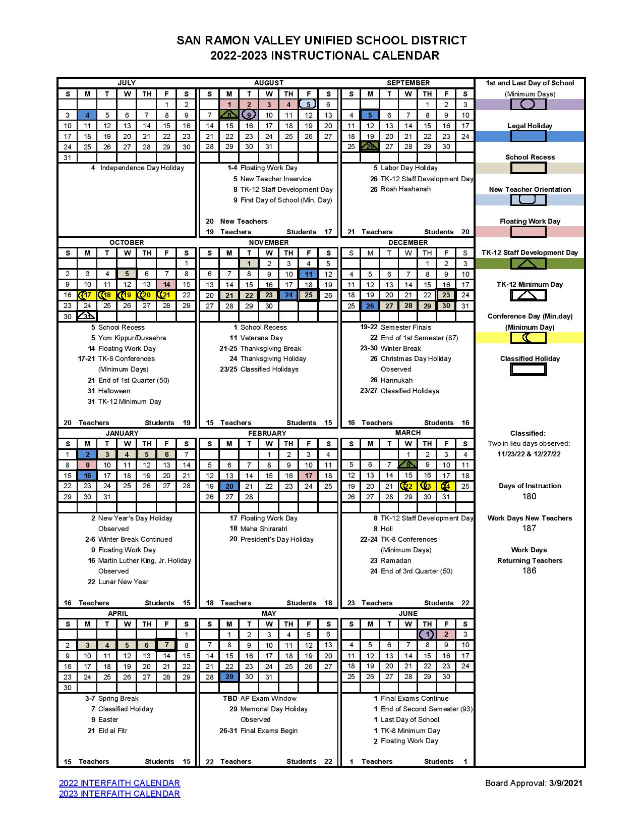 San Ramon School District Calendar 2025 Amelia R Denney