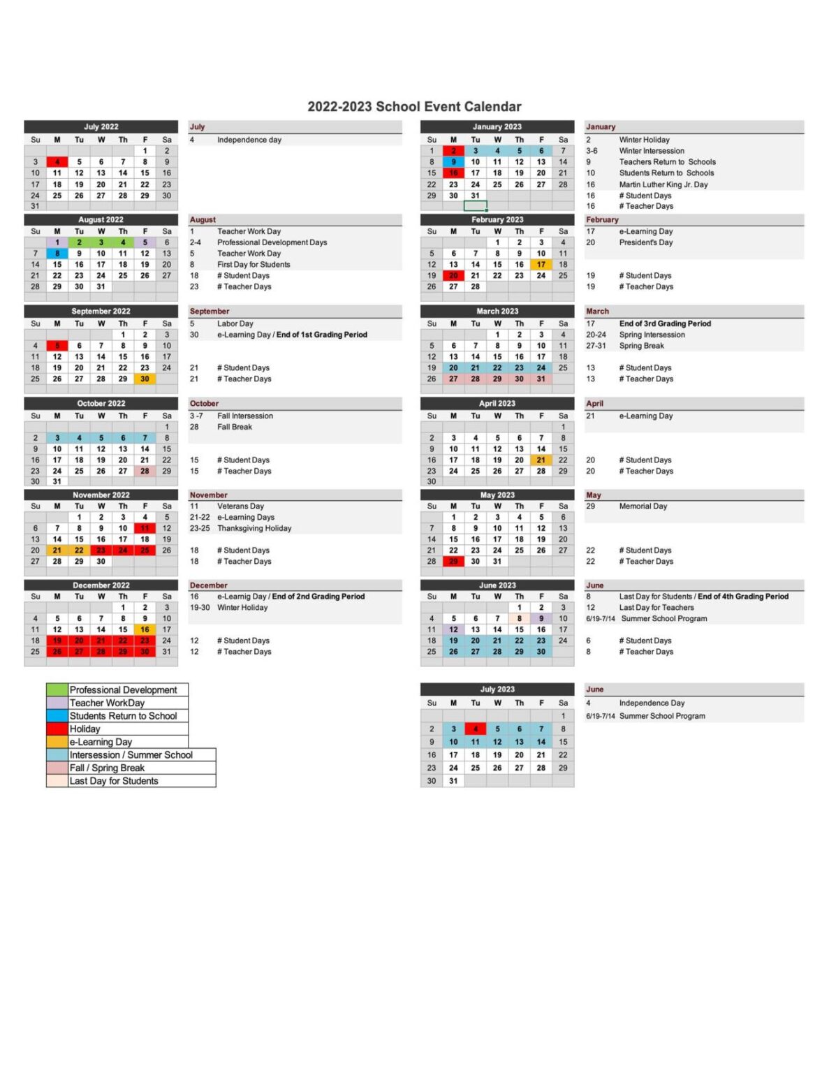 Birmingham City Schools Calendar 2022-2023 in PDF