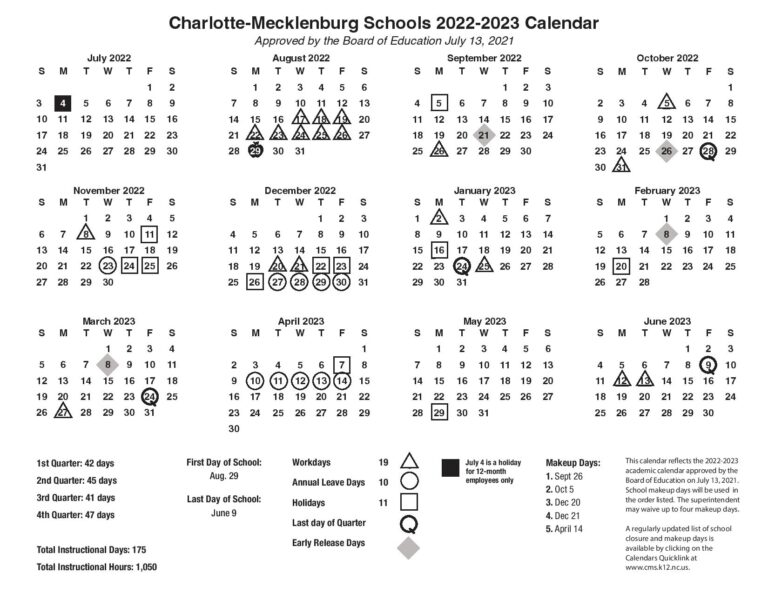 CMS School Calendar 20222023 CharlotteMecklenburg Schools