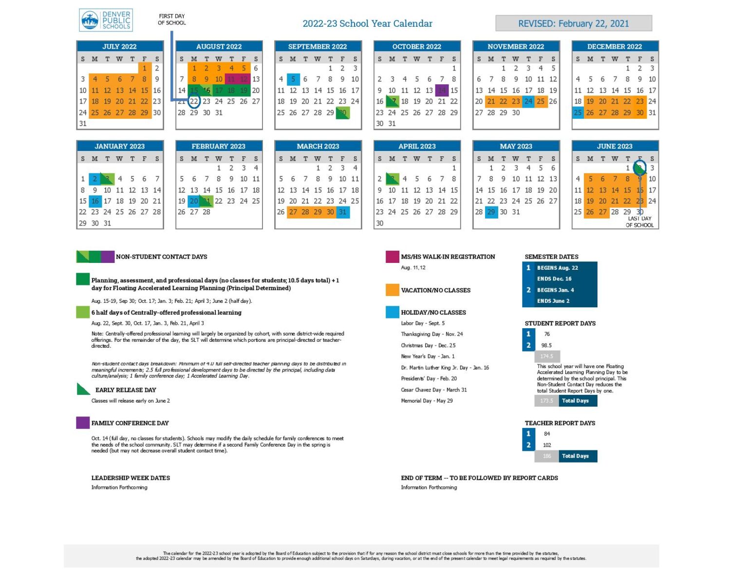 Denver Public Schools Calendar 2022 2023 Holidays