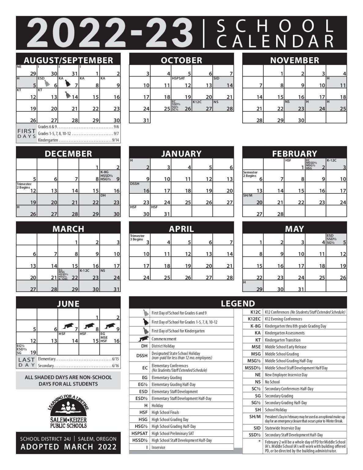 Salem Keizer School District Calendar 2022-2023 & Holidays