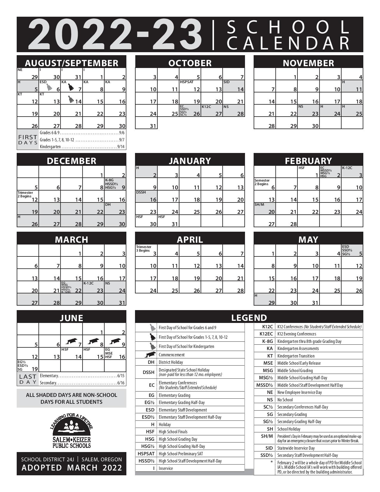 Salem Keizer School District Calendar 20222023 & Holidays