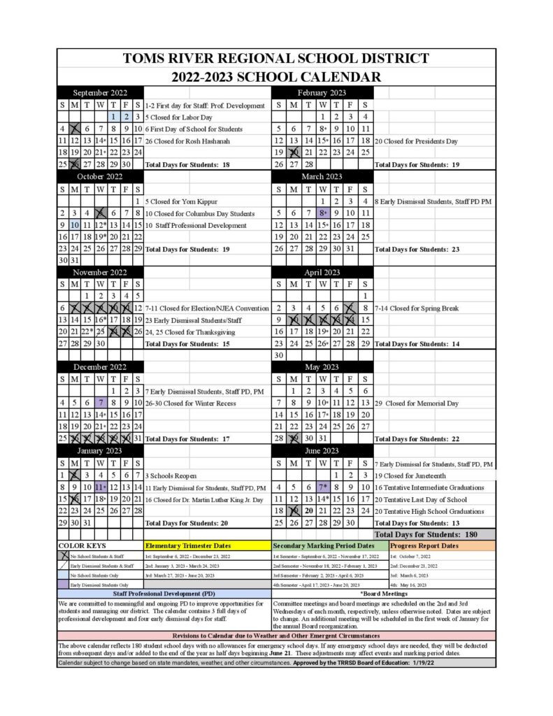 Toms River Nj School District Calendar Get Calendar 2023 Update