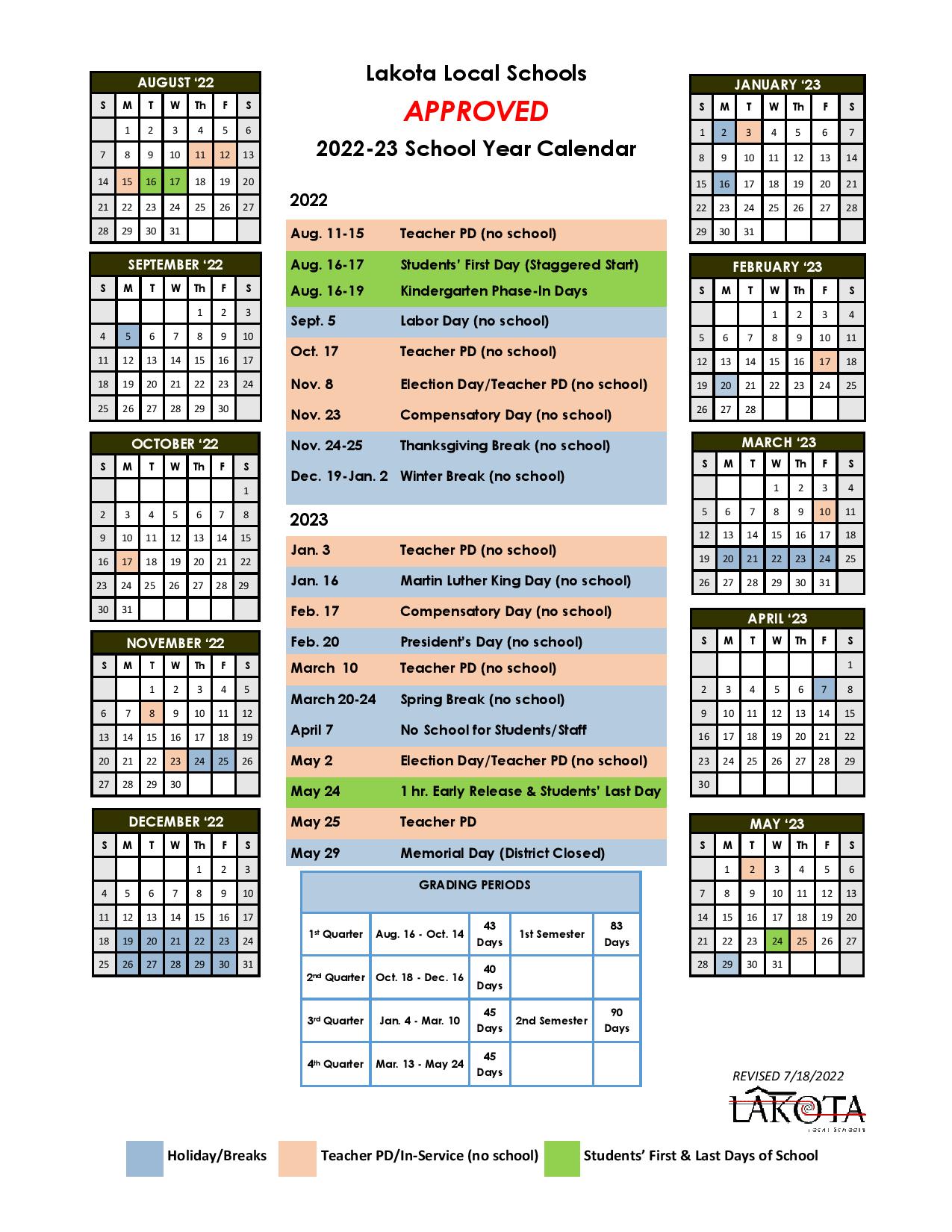 Lakota Local Schools West Chester Ohio Calendar 2025-2026 Images References :