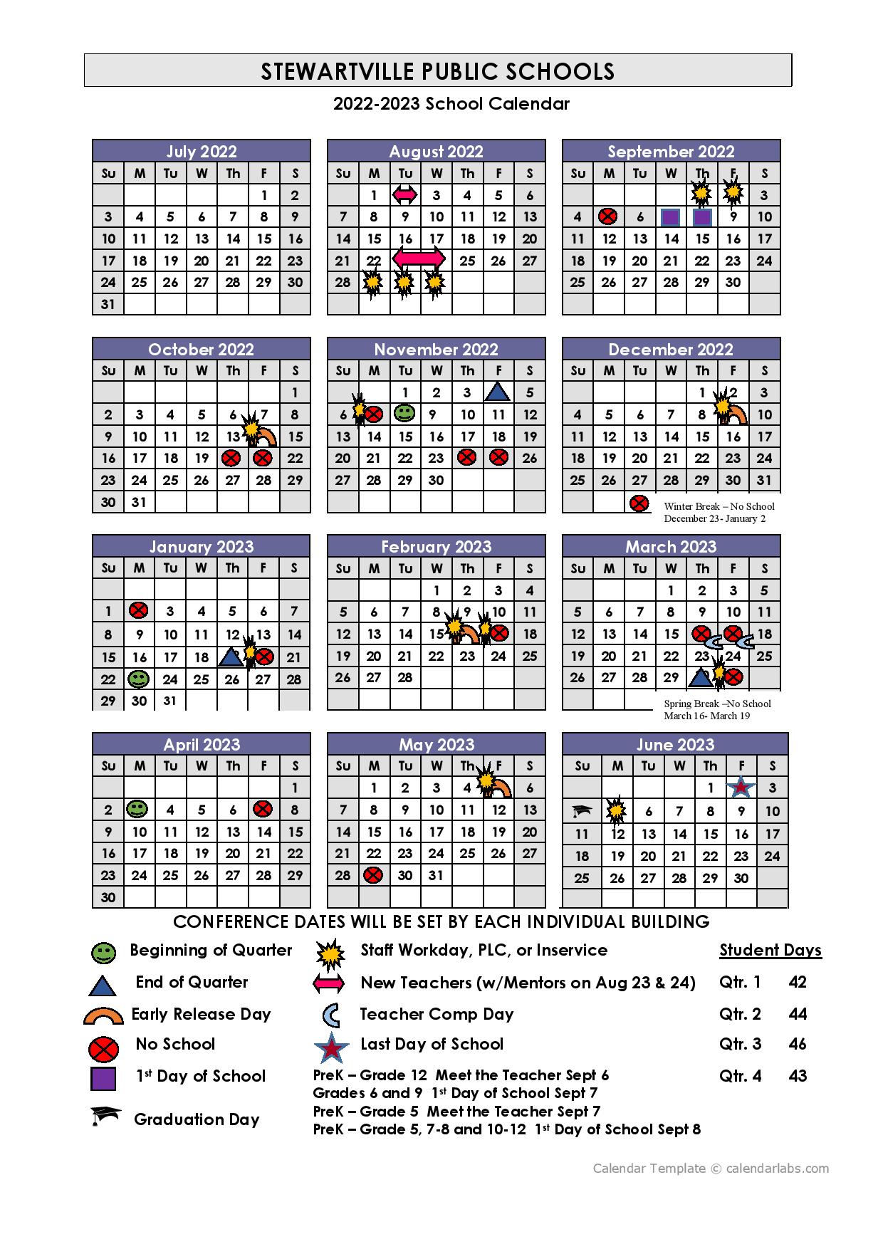Stewartville Public Schools Calendar 20222023 in PDF