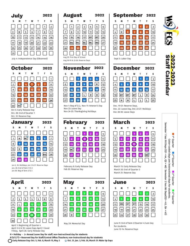 WinstonSalem/Forsyth County Schools Calendar 20222023