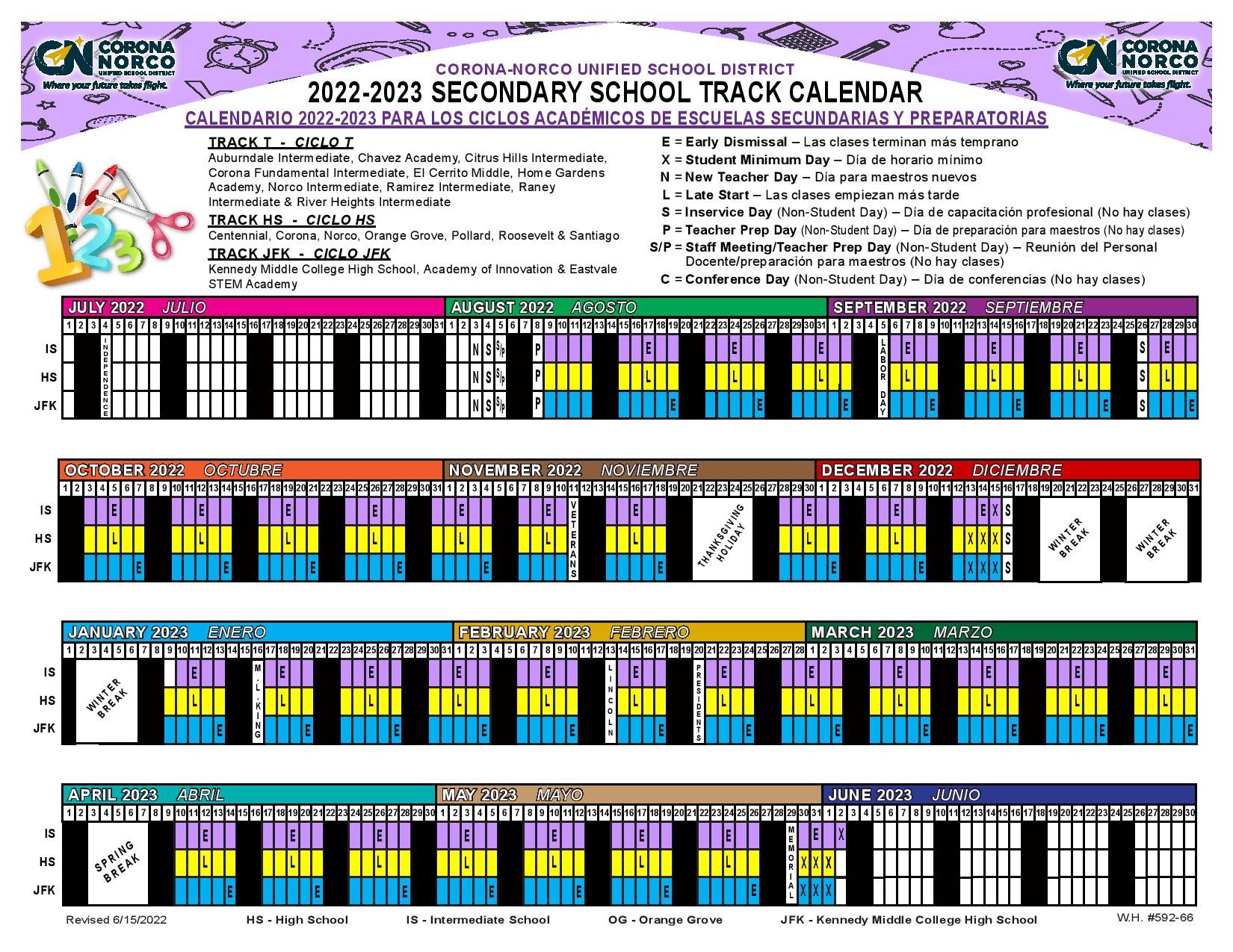 Corona-Norco Unified School District Calendar