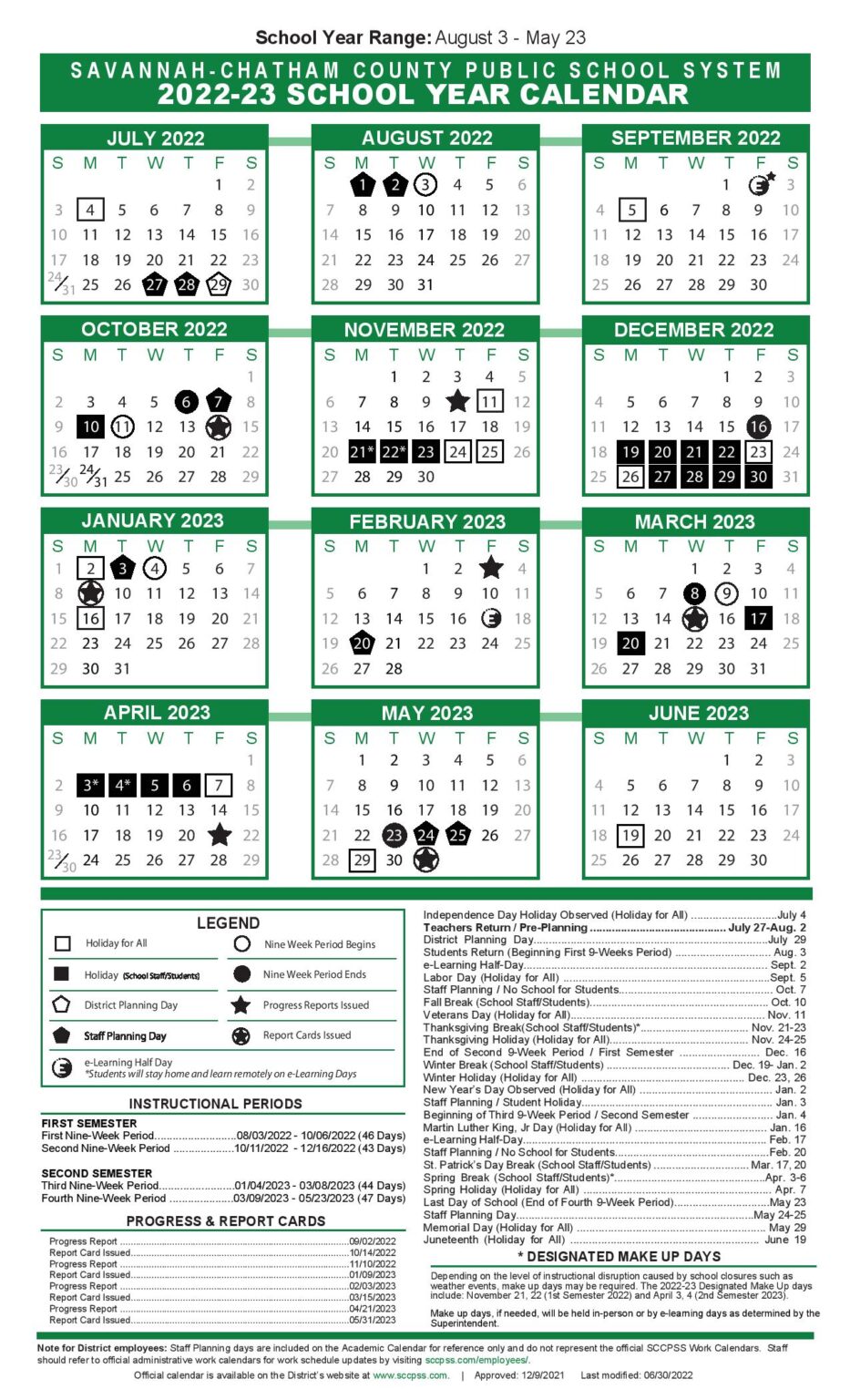 Savannah Chatham County Public Schools Calendar 2022 2023