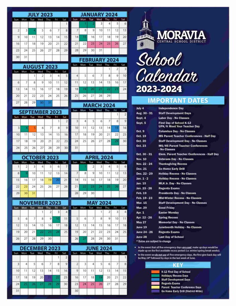 Moravia Central School District Calendar 2024